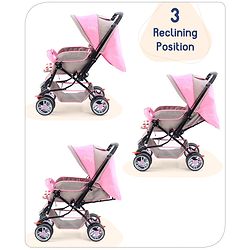 Babyhug Comfy Ride Stroller With Reversible Handle - Pink