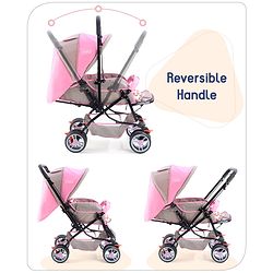 Babyhug Comfy Ride Stroller With Reversible Handle - Pink
