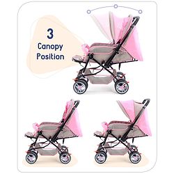 Babyhug Comfy Ride Stroller With Reversible Handle - Pink