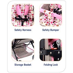 Babyhug Comfy Ride Stroller With Reversible Handle - Pink