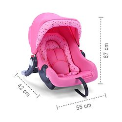 Babyhug Onyx Car Seat Cum Carry Cot With Rocking Base & Aluminium Handle - Pink - 67 x 42 x 55 cm Pink
