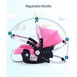 Babyhug Onyx Car Seat Cum Carry Cot With Rocking Base & Aluminium Handle - Pink - 67 x 42 x 55 cm Pink