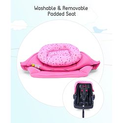 Babyhug Onyx Car Seat Cum Carry Cot With Rocking Base & Aluminium Handle - Pink - 67 x 42 x 55 cm Pink