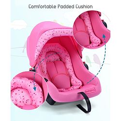 Babyhug Onyx Car Seat Cum Carry Cot With Rocking Base & Aluminium Handle - Pink - 67 x 42 x 55 cm Pink
