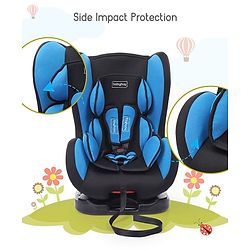 Babyhug Cruise Convertible Reclining Car Seat with Side Impact Protection - Blue & Black