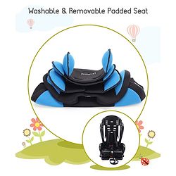 Babyhug Cruise Convertible Reclining Car Seat with Side Impact Protection - Blue & Black