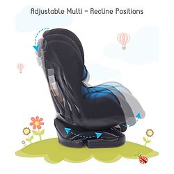 Babyhug Cruise Convertible Reclining Car Seat with Side Impact Protection - Blue & Black