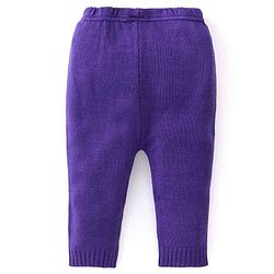 Babyhug Knit Full Sleeves Sweater Set With Floral Design - Purple