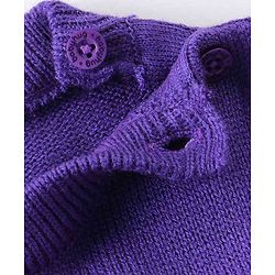 Babyhug Knit Full Sleeves Sweater Set With Floral Design - Purple