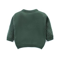 Babyhug Knit Full Sleeves Sweater Set With Reindeer Design - Green