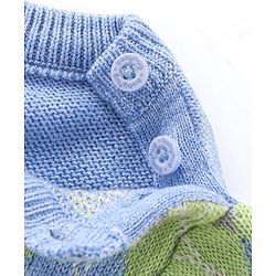 Babyhug Knit Full Sleeves Sweater Set with Argyle Design - Light Blue