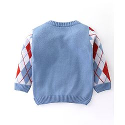 Babyhug Knit Full Sleeves Sweater Set with Argyle Design - Blue