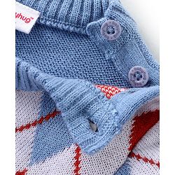 Babyhug Knit Full Sleeves Sweater Set with Argyle Design - Blue