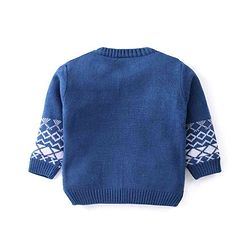 Babyhug Knit Full Sleeves Sweater Set With Cable Knit & Chevron Design - Blue