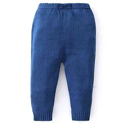 Babyhug Knit Full Sleeves Sweater Set With Cable Knit & Chevron Design - Blue