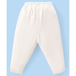 Babyhug Knitted Full Sleeves Sweater Set With Chevron Design - Off White & Green