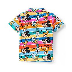 Babyhug Disney Single Jersey Knit Half Sleeve T-Shirt and Denim Shorts with Mickey Mouse Graphics- Multicolor