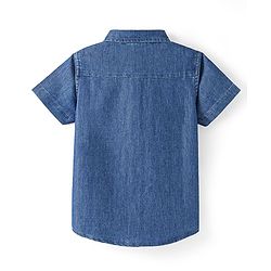 Babyhug Disney  Denim Woven Half Sleeve Regular Collar Shirt with Winnie the Pooh Graphics - Navy Blue