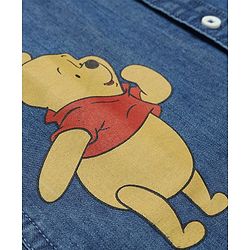 Babyhug Disney  Denim Woven Half Sleeve Regular Collar Shirt with Winnie the Pooh Graphics - Navy Blue
