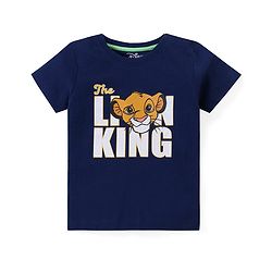 Babyhug Disney Cotton Knit Half Sleeves T-Shirt & Shorts Set With The Lion King Graphics - Navy & Green