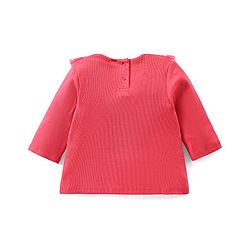 Babyhug Cotton Knit Full Sleeves Top & Layered Skirt Set With Hearts Print - Red