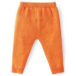 Babyhug Cotton Knit Full Raglan Sleeves Sweater Set with Cap Aztec Design - Orange & White