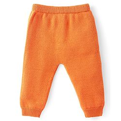Babyhug Cotton Knit Full Raglan Sleeves Sweater Set with Cap Aztec Design - Orange & White