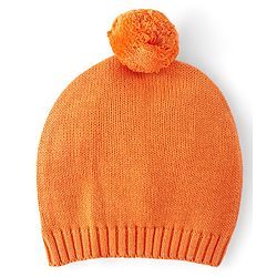 Babyhug Cotton Knit Full Raglan Sleeves Sweater Set with Cap Aztec Design - Orange & White