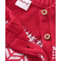 Babyhug Knitted Full Raglan  Sleeves Pullover Sweater Set with Cap &  Christmas Tree Design - Red