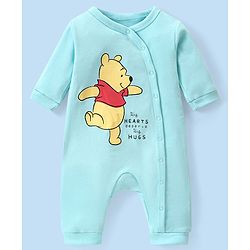 Babyhug Disney Interlock Knit Full Sleeves Sleep Suits With Winnie The Pooh Graphics Pack Of 2 - White & Blue