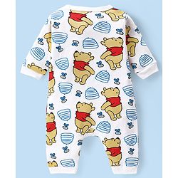 Babyhug Disney Interlock Knit Full Sleeves Sleep Suits With Winnie The Pooh Graphics Pack Of 2 - White & Blue