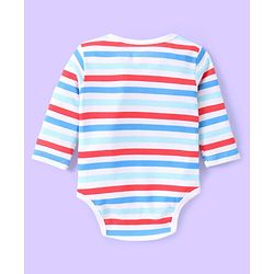 Babyhug Disney Interlock Knit Full Sleeves Striped & Winnie The Pooh Graphics Onesies Pack of 3 - Light Blue & White