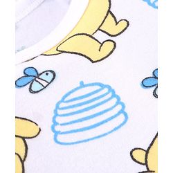Babyhug Disney Interlock Knit Full Sleeves Striped & Winnie The Pooh Graphics Onesies Pack of 3 - Light Blue & White