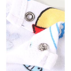 Babyhug Disney Interlock Knit Full Sleeves Striped & Winnie The Pooh Graphics Onesies Pack of 3 - Light Blue & White