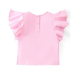 Babyhug Cotton Knit Flutter Sleeves Floral Printed Top & Skirt Set - Pink & Blue