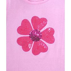 Babyhug Cotton Knit Flutter Sleeves Floral Printed Top & Skirt Set - Pink & Blue