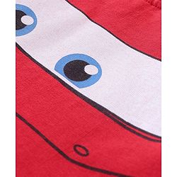 Babyhug Disney Cotton Half Sleeves Night Suit With Lightening McQueen Print - Red