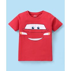 Babyhug Disney Cotton Half Sleeves Night Suit With Lightening McQueen Print - Red