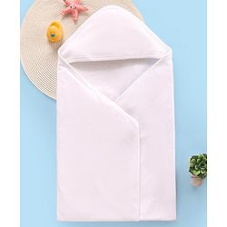 Babyhug Terry Interlock Hooded Towel L 75 x B 75 cm - White
