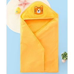 Babyhug Hooded Terry Towel Tiger Embroidery L 75 x B 75 cm - Yellow