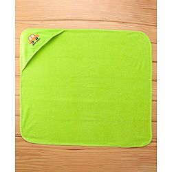 Babyhug Hooded Terry Towel Car Embroidery L 75 x B 75 cm - Green