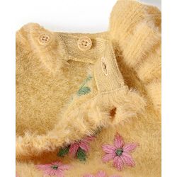 Babyhug Knitted Full Sleeves Pullover Sweater with Floral Design - Yellow