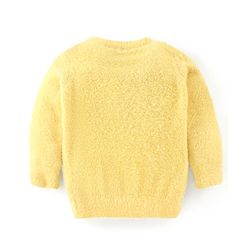 Babyhug Knitted Full Sleeves Pullover Sweater with Floral Design - Yellow