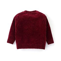 Babyhug Knitted Full Sleeves Pullover Sweater With Bow Design & Sequined - Maroon