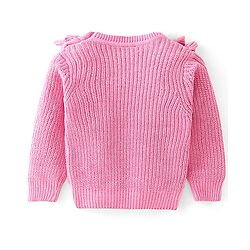 Babyhug Knitted Full Sleeves Pullover Sweater with Frill Detailing -Pink