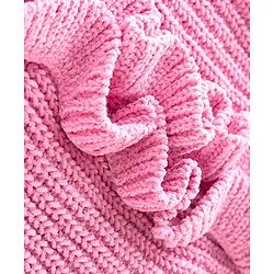 Babyhug Knitted Full Sleeves Pullover Sweater with Frill Detailing -Pink