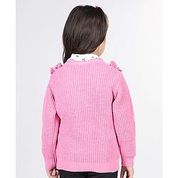Babyhug Knitted Full Sleeves Pullover Sweater with Frill Detailing -Pink