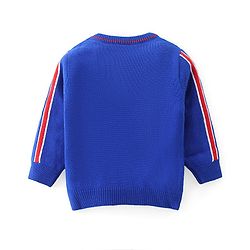 Babyhug Knitted Full Sleeves Pullover Sweater With Varsity Embroidery - Navy Blue