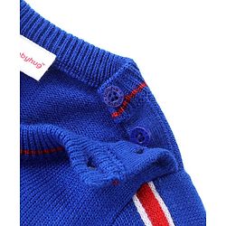 Babyhug Knitted Full Sleeves Pullover Sweater With Varsity Embroidery - Navy Blue