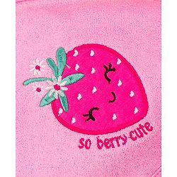 Babyhug Terry Hooded Towel Strawberry Embroidery L 75 x B 75 cm - Pink